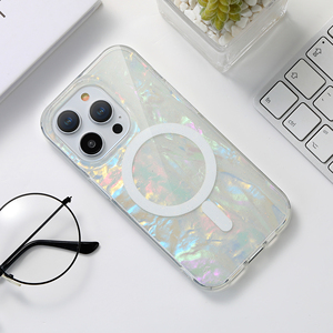 Luxe Bling paillettes époxy Imd perle conque huître clair Tpu magnétique étui de téléphone portable pour iphone 14 15 16 17 Pro Max housse - Product Image 2