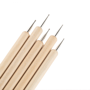 A buon mercato natura manico in legno per unghie 5 pz/set penna punteggiatura per unghie a doppia testa in legno penne per unghie - Product Image 4
