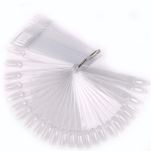 แผ่นโชว์สีเจลรูปพัดสีชมพูใสธรรมชาติ 50 ชิ้น แผ่นฝึกทำเล็บรูปพัด - Product Image 5