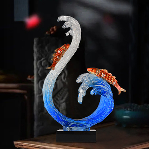 Ornement en verre artisanal créatif en forme de poisson Koi, porte-bonheur, décoration de luxe pour salon et bureau - Product Image 4