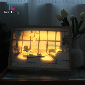 Novelty Gift Wood <b>Photo</b> <b>Frame</b> Wall <b>Gallery</b> Art Acrylic Light Painting LED Light <b>Frame</b> Lamp Picture <b>Photo</b> <b>Frame</b> with Led Light - Product Image 5