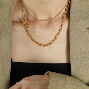 Collana a Catena Regolabile con Fibbia OT, Catena Lunga in Acciaio Inossidabile per Maglioni Invernali da Donna, Collana Dorata - Product Image 3