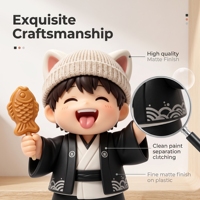 Weimeitoy Chapeau tricoté sur mesure à oreilles de chat, accessoire de figurine en PVC/vinyle – Écologique, unisexe, mode, tenue orientale, couleur de base
