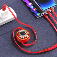 Kabel Pengisian Daya Cepat 3-in-1 yang Dapat Ditarik, TPE Kartun Kelinci Logam Tipe-C & Micro USB untuk Jam Tangan Pintar IOS
