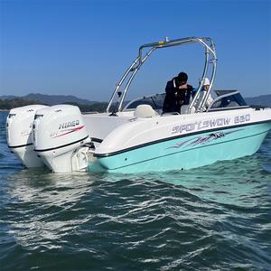 Рыболовная лодка L620 из стекловолокна на 10 человек, 6,2 м, с двумя подвесными моторами по 150 л.с., спортивная яхта, лодка для вейксерфинга - Product Image 1