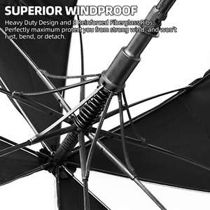 68inch <b>Windproof</b> Straight Style Double Canopy Golf <b>Umbrella</b> UV Protection Auto Open Close Custom Logo Compatible with Push Cart - Product Image 2