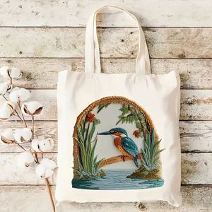 Sac fourre-tout en toile personnalisé pour femme avec logo imprimé et motif floral - Sac de voyage et de shopping réutilisable pour l'été/l'hiver et toutes les saisons - Product Image 3