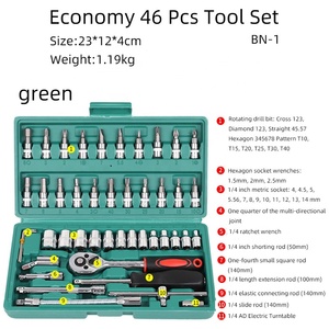 Coffret d'outils de mécanicien professionnel 46 pièces 1/4 pouce de haute qualité, comprenant clés à cliquet, jeu de douilles et clés à molette pour voiture - Product Image 4