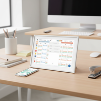 Calendario Electrónico y Tabla de Tareas con Pantalla Táctil IPS HD de 15.6 Pulgadas, WiFi 6, USB, Bluetooth, Calendario Familiar Inteligente para Montar en la Pared