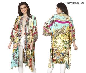 Hermosos Kimonos para mujer, tela ligera con estampado de frutas a la moda, perfectos para trajes de verano, estilo informal diario - Product Image 4