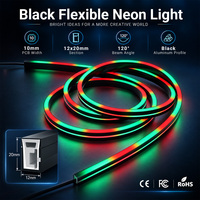 Bande LED néon flexible en silicone noir 12x20mm, éclairage latéral à 120 degrés pour profilé en aluminium, éclairage décoratif intérieur