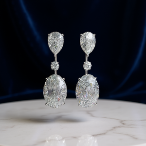 Orecchini in Oro Bianco con Diamanti Taglio Ovale Colore D Naturali Certificati GIA Gioielli Classici da Sposa per Donna - Product Image 2