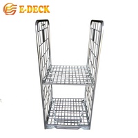 2 côtés emboîtable européenne rouler un cadre de fil d'acier de stockage chariot palette conteneur chariot à roulettes