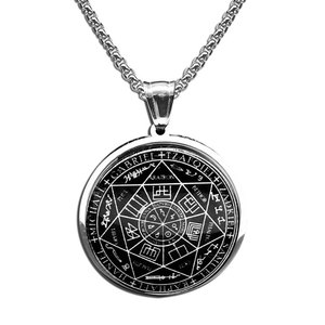 Collana con Pendente dei 7 Arcangeli, Sigillo <span class=keywords><strong>di</strong></span> <span class=keywords><strong>Salomone</strong></span> e Tetragrammaton, Gioiello Protettivo con Talismano degli Angeli per Uomo - Product Image 1