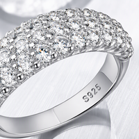Bague en argent 925 avec moissanite, taille brillant rond, sertie à griffes, micro-incrustation, unisexe, bijoux de mariage et de fiançailles