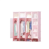 Boîte de rangement en plastique rose, Cube, armoire pour enfants, organisateur de placard Portable en plastique