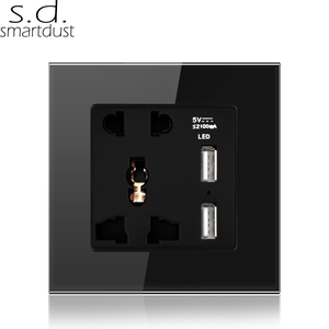Enchufe Universal de 5 Pines, 10A, Compatible con WIFI, Panel de Vidrio, Enchufe Eléctrico Múltiple de Pared con 2 Puertos USB - Product Image 4