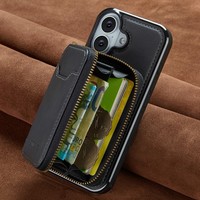 2 in 1 Casing Kulit Magnetik untuk IPhone 17 Air 16E 16 15 Plus 14 13 12 11 Pro Max Dompet Tempat Kartu Penutup Saku