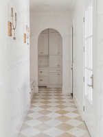 Carreaux de sol en marbre beige et blanc SH STONE, motif damier, pour intérieur, design personnalisé populaire, pour cuisine et salle de bain