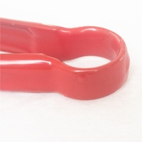 Pinces à nourriture en acier inoxydable, pinces à pain pour buffet, cuisine, longues, avec poignée en caoutchouc souple rouge, pour barbecue, steak, lavables au lave-vaisselle