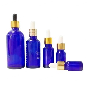 Envase Cosmético de Vidrio Azul Cobalto Vacío de 30ml 50ml 60ml, Botella Redonda para Aceites Esenciales con Gotero - Product Image 3