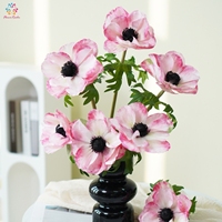Tiges de fleurs d'anémone artificielles en tissu, fleurs artificielles réalistes avec des centres noirs pour la décoration de mariage, de la maison et des vases