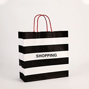 Bolsa de Papel para Compras Negra y Blanca de Alta Calidad con Asa Retorcida, Bolsas de Papel Kraft Económicas con Logotipo Personalizado Impreso, Bolsas de Papel Kraft para Cosméticos - Product Image 2