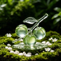 Offre une sculpture personnalisable de fleur de prunier verte en versions extérieures ou de table pour la décoration de la maison, statue en résine de cristal transparente