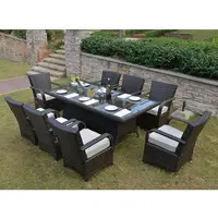 Muebles de jardín al aire libre, mesa de comedor de lujo y sillas, conjunto de patio al aire libre