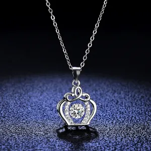 Customize Classic Jewelry VVS1 D color Moissnaite Necklace Cluster 925 Sterling Silver Round Cut Pendant For women Ladies