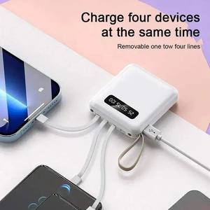 Vente en gros sur mesure Câbles intégrés 4 en 1 Mini Slim Power Bank 10000mAh Smart Mobile Phone Type-C USB Power Banks - Product Image 6
