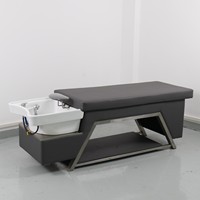 Lit de lavage de cheveux de style thaïlandais Fuying Beauty Salon, personnalisé en cuir PU, avec tabouret