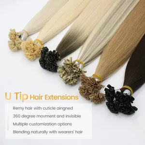 Vente en Gros U Tip Extensions de Cheveux Humains Extensions de Cheveux Humains 100% U Tip pour Femme