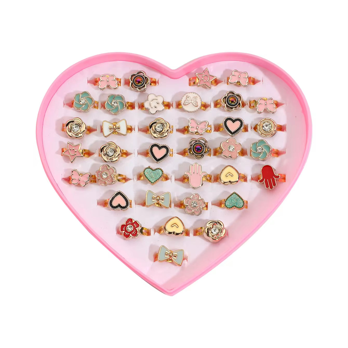 Heart Kids Rings For Girls Fashion Princess Jewelry Finger Rings