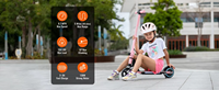 Patinete Eléctrico para Niños, Motor sin Escobillas de 130 W, Suspensión Completa, Impermeable, Dos Ruedas, Plegable, Luces de Colores Ajustables