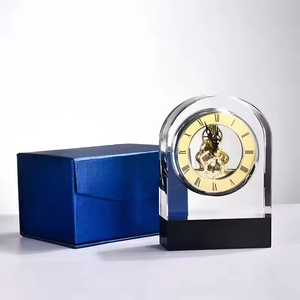 Bán Buôn K9 Rõ Ràng Trống Cube Pha Lê Bàn Đồng Hồ Tùy Chỉnh Hình Dạng Ngôi Nhà Hình Chữ Nhật Vàng Cao Quý Pha Lê Đồng Hồ - Product Image 4