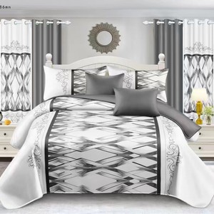 Ensemble de literie en gros de 12 pièces, motif floral, housse de <span class=keywords><strong>couette</strong></span> avec rideaux assortis, drap-housse, personnalisé pour le commerce extérieur - Product Image 3