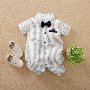 Newborn Baby Boy Striped Thin <b>Short</b>-sleeved Summer Jumpsuit Wholesale - Product Image 6