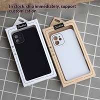 Boîte d'emballage en carton pour coques de téléphone, prête à la vente en gros, avec fenêtre transparente en PVC et fente Euro pour suspension, pour l'électronique grand public et les mobiles