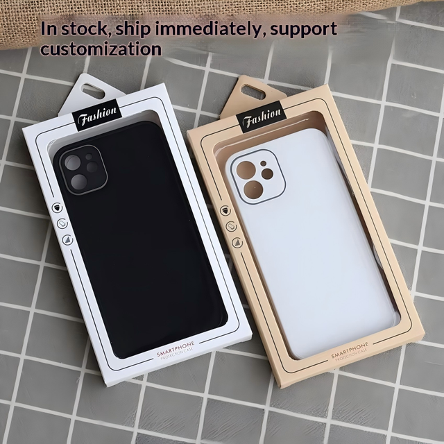Wholesale Retail-Ready Consumer Electronics Phone Case Packaging Box Clear PVC Window Euro Slot Hanging Cardboard Box for Mobile