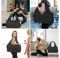 Sac de sport pour femme, compartiment à chaussures, poche étanche, support de tapis réglable, 11 poches, léger 0,54 kg, 43x28x19 cm pour les voyages
