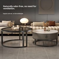 Table basse en pierre avec structure en métal, design moderne et simple multifonctionnel pour petit appartement, salon