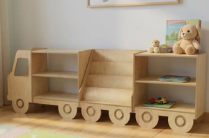 <span class=keywords><strong>Étagère</strong></span> de camion <span class=keywords><strong>Montessori</strong></span> pour enfants, organisateur de jouets et de livres en bois pliable et sûr avec 3 <span class=keywords><strong>étagère</strong></span>s éducatives modulaires pour pépinière - Product Image 3