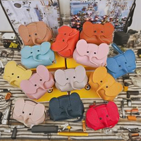 Porte-monnaie en cuir de vachette PU, pochette à monnaie durable, poignée souple, unisexe, portefeuille à fermeture éclair tendance, design mignon de dessin animé animal