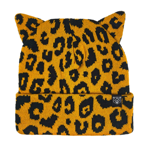 Gorros de punto con orejas de gato bonitas de leopardo, gorros, gorros de ganchillo personalizados con orejas de animales - Product Image 1
