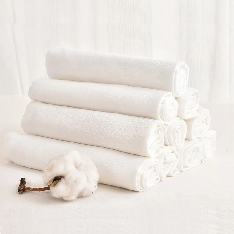 Large Muslin White Squares 70x70 cm 60x60cm 40x80cm Baby Clothes Reusable Nappy 100% Cotton bibs face cloth