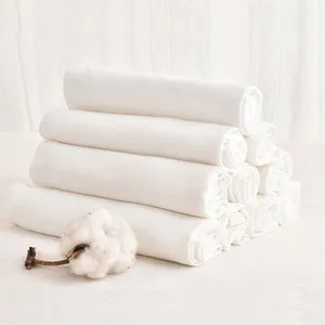 Tã Lót Trẻ Em Hình Vuông Lớn Màu Trắng Muslin 70X70 Cm 60X60Cm 40X80Cm Yếm Vải Cotton 100% Có Thể Tái Sử Dụng