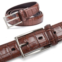 Nouvelle ceinture décontractée et habillée pour homme en cuir véritable motif crocodile, avec boucle à ardillon unique en alliage, vente en gros directe usine