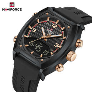 นาฬิกาข้อมือ NAVIFORCE 9242 รุ่นใหม่สำหรับผู้ชาย กันน้ำ แฟชั่น ควอตซ์ จอแสดงผลคู่ สายซิลิโคน วัสดุ Relogio Feminino - Product Image 2