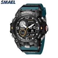 Montre de sport unisexe SMAEL à prix avantageux, analogique-numérique, aiguilles lumineuses, alarme, chronomètre, étanche, chronographe